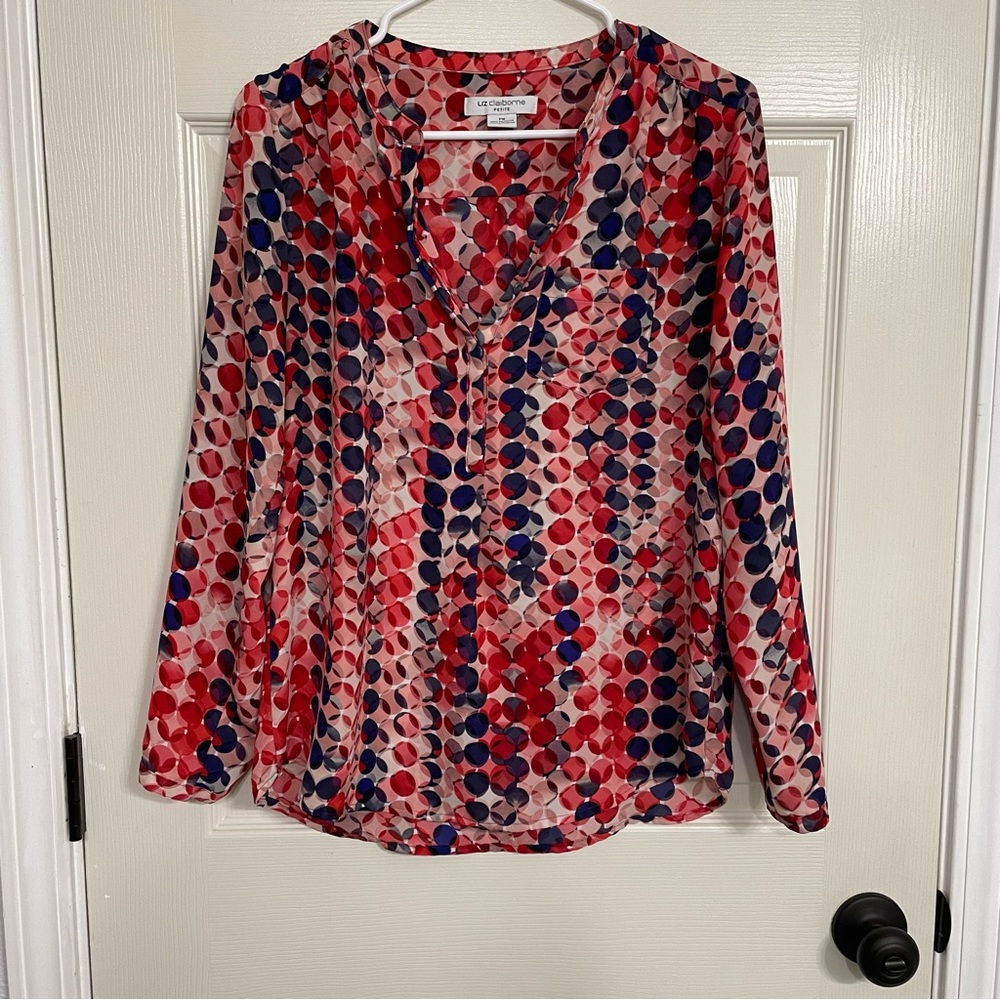 Liz Claiborne Circles Blouse Petite Medium